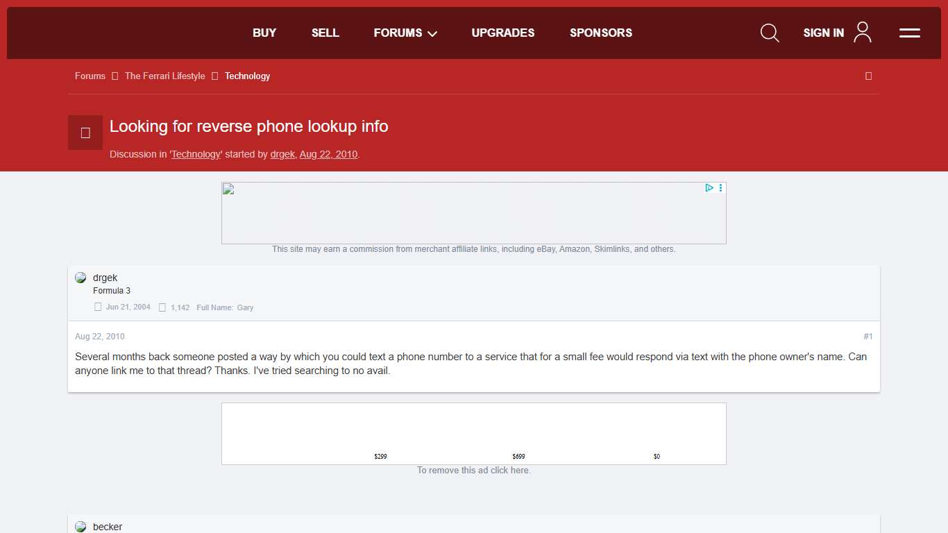 Looking for reverse phone lookup info FerrariChat